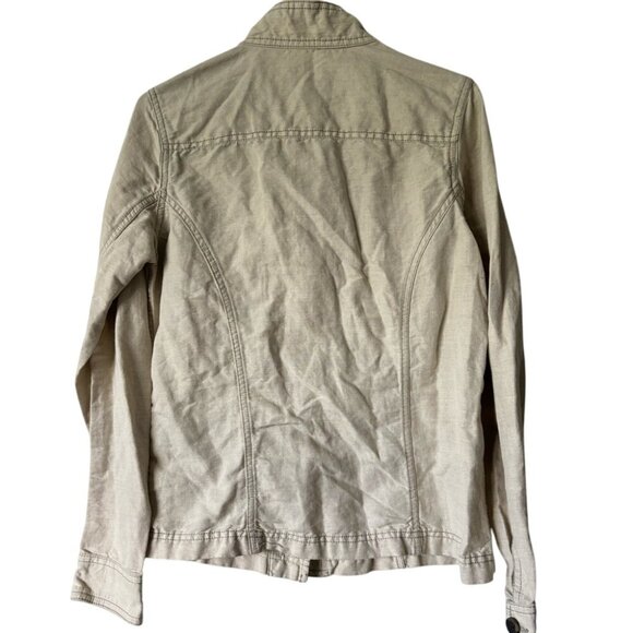 Eddie Bauer Khaki Linen Blend Lightweight Jacket Button Up, Small - Picture 4 of 4